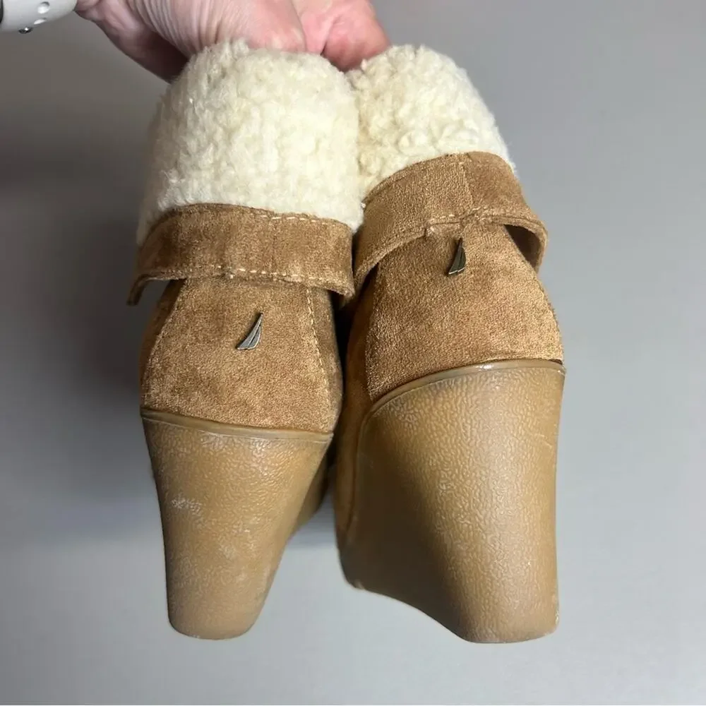 PRICE DROP Nautica New Rendon Suede Faux Fur Trim Booties Boots Size 6.5